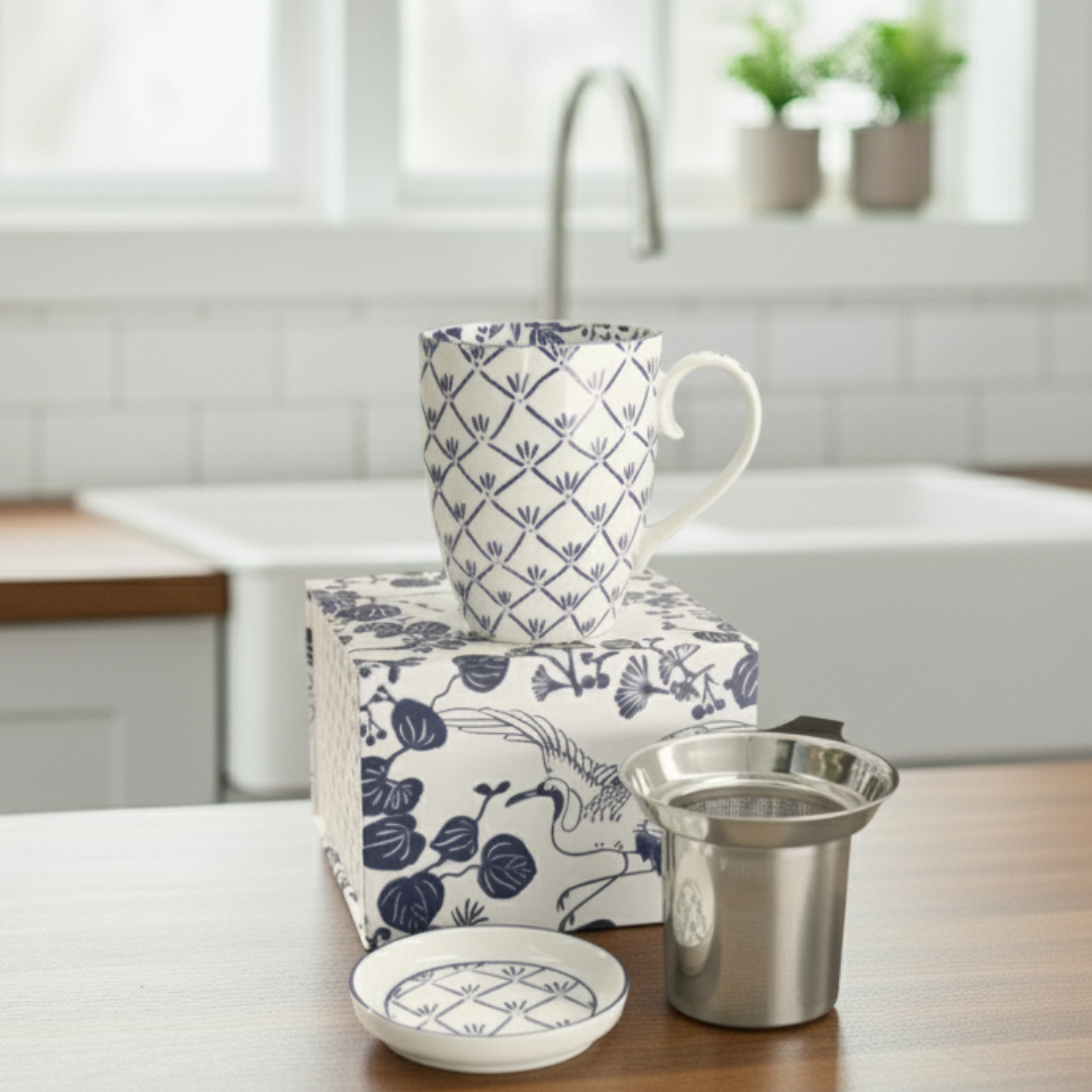 Flora Japonica Mug Giftset Ivy w/Strainer and Tea Tip 380ml